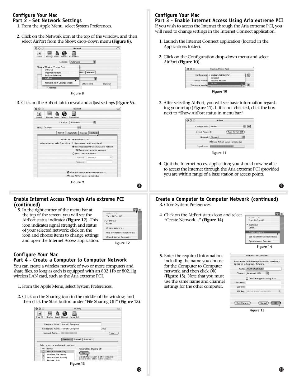 Create a computer to computer network (continued), Configure your mac part 2 - set network settings | Sonnet Technologies Aria extreme PCI Adapter Card User Manual | Page 3 / 4