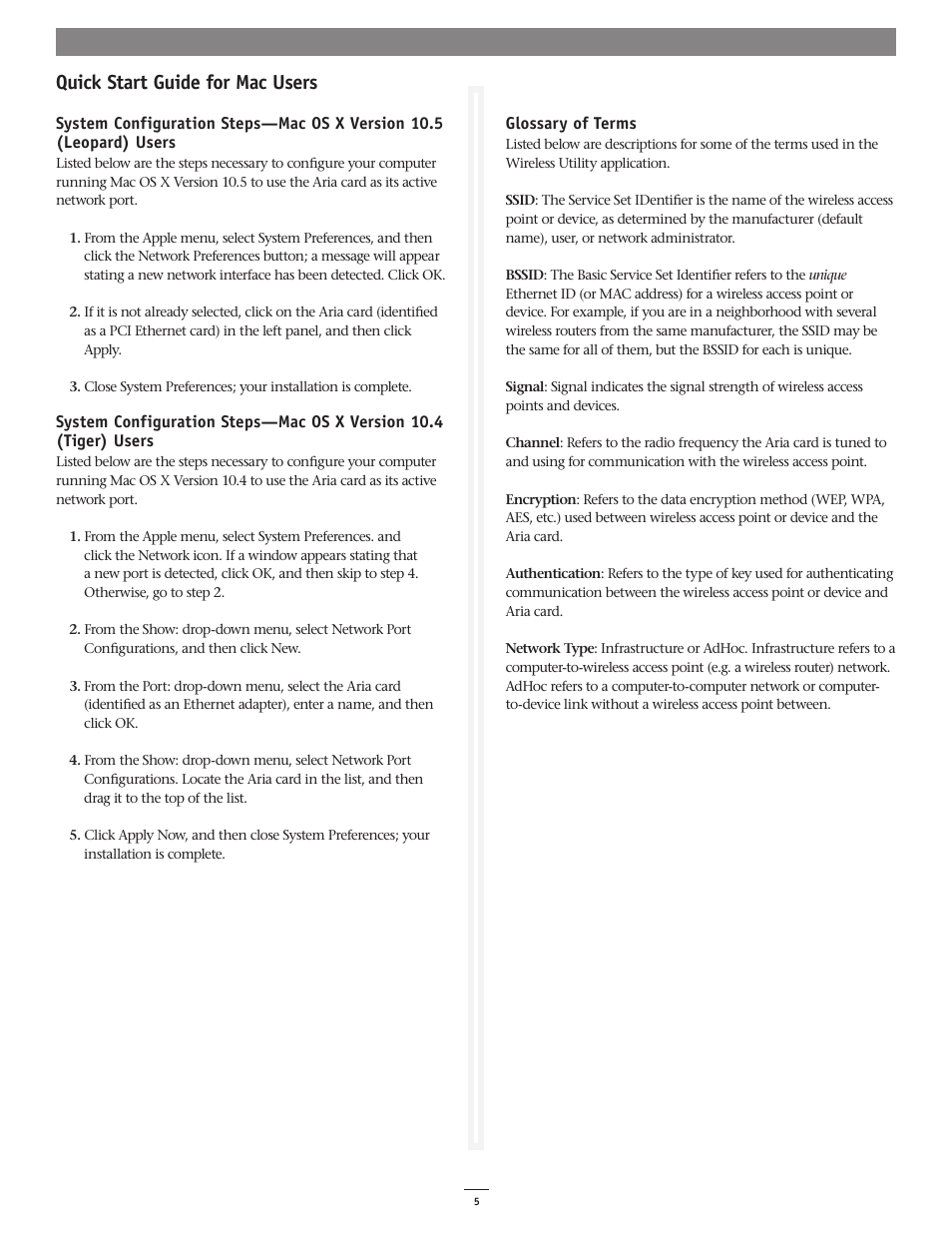 Quick start guide for mac users | Sonnet Technologies Aria Extreme N PCI Adapter Card User Manual | Page 5 / 5