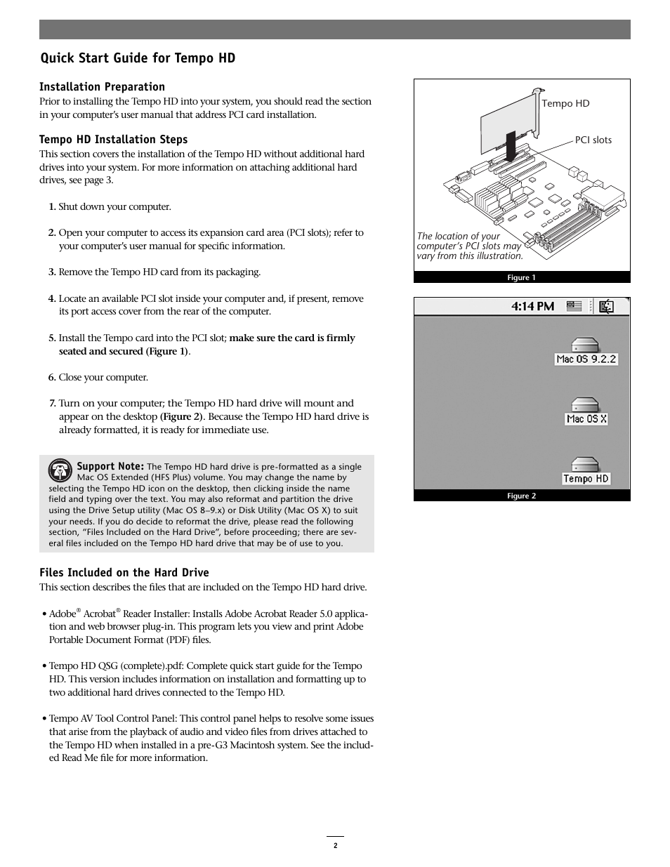 Quick start guide for tempo hd | Sonnet Technologies Tempo HD (With or Without Drive) Mac Version User Manual | Page 4 / 9