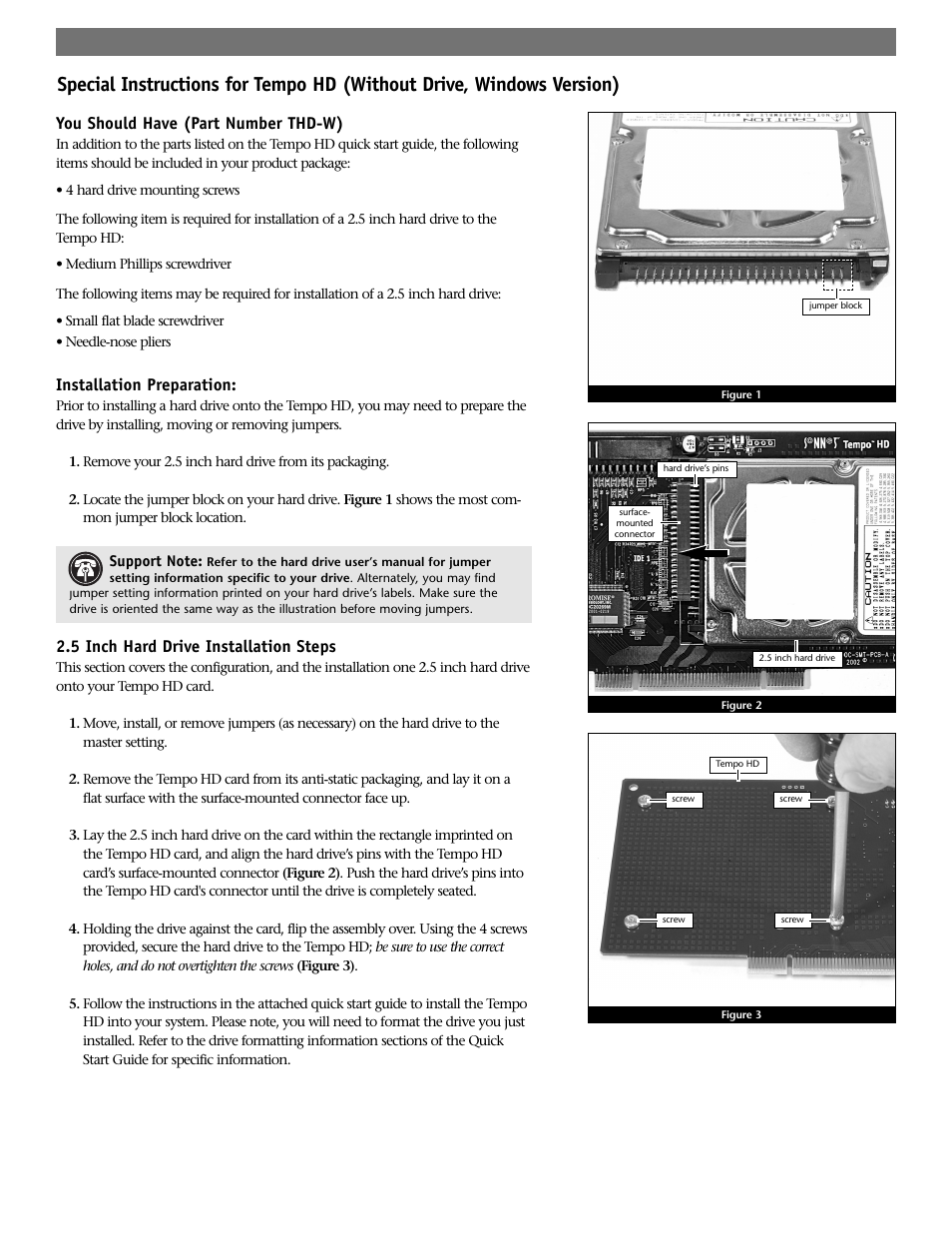 Sonnet Technologies Tempo HD (With or Without Drive) Windows Version User Manual | 12 pages