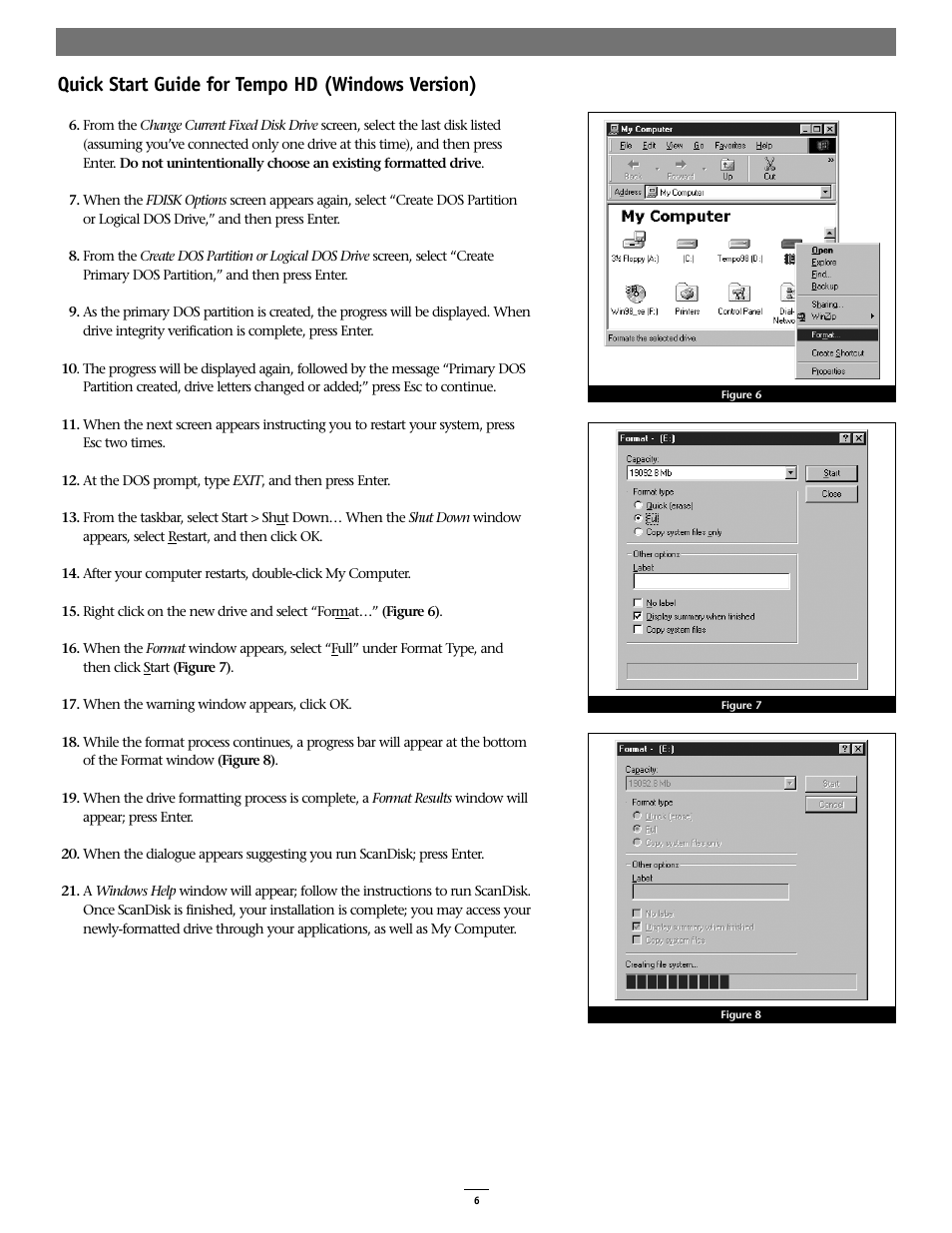 Quick start guide for tempo hd (windows version) | Sonnet Technologies Tempo HD (With or Without Drive) Windows Version User Manual | Page 8 / 12