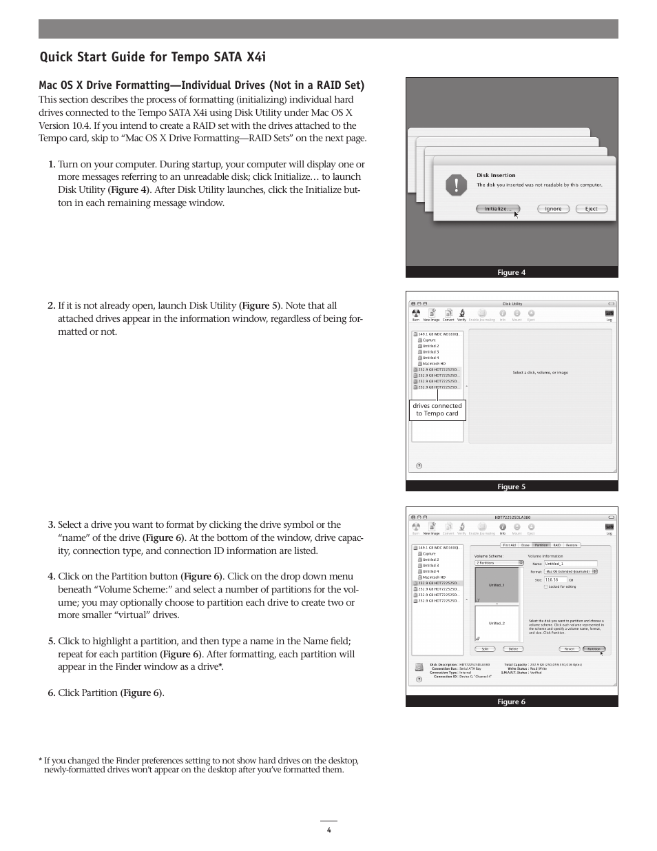 Quick start guide for tempo sata x4i | Sonnet Technologies Tempo SATA X4i Serial ATA Host Adapter Card User Manual | Page 4 / 7