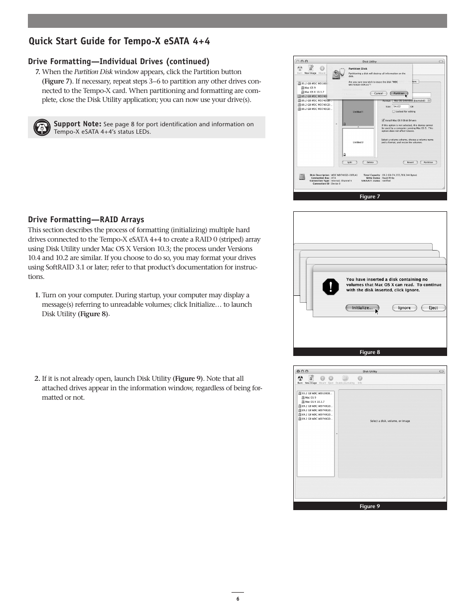 Quick start guide for tempo-x esata 4+4 | Sonnet Technologies Tempo-X eSATA 4+4 8-Port Serial ATA PCI-X Host Adapter Card User Manual | Page 6 / 8