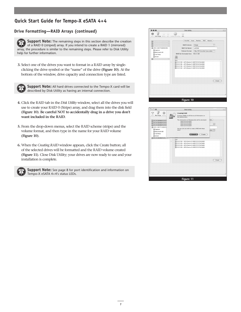 Quick start guide for tempo-x esata 4+4 | Sonnet Technologies Tempo-X eSATA 4+4 8-Port Serial ATA PCI-X Host Adapter Card User Manual | Page 7 / 8