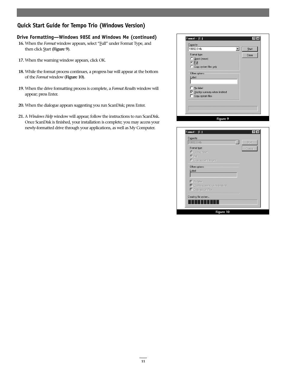 Quick start guide for tempo trio (windows version) | Sonnet Technologies Tempo Trio PCI Adapter Combo Card (Windows) User Manual | Page 11 / 16