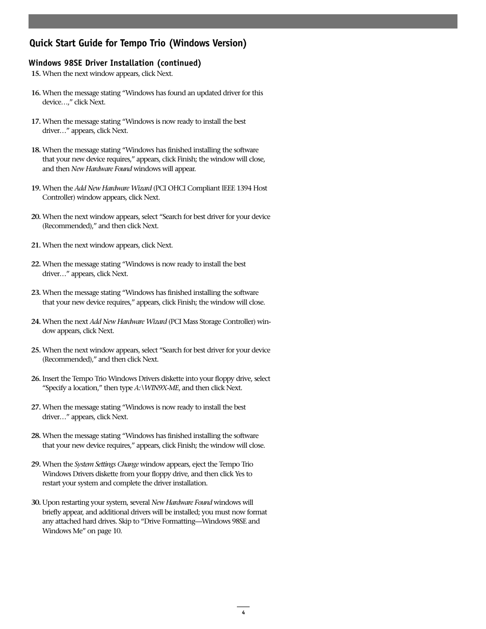 Quick start guide for tempo trio (windows version) | Sonnet Technologies Tempo Trio PCI Adapter Combo Card (Windows) User Manual | Page 4 / 16