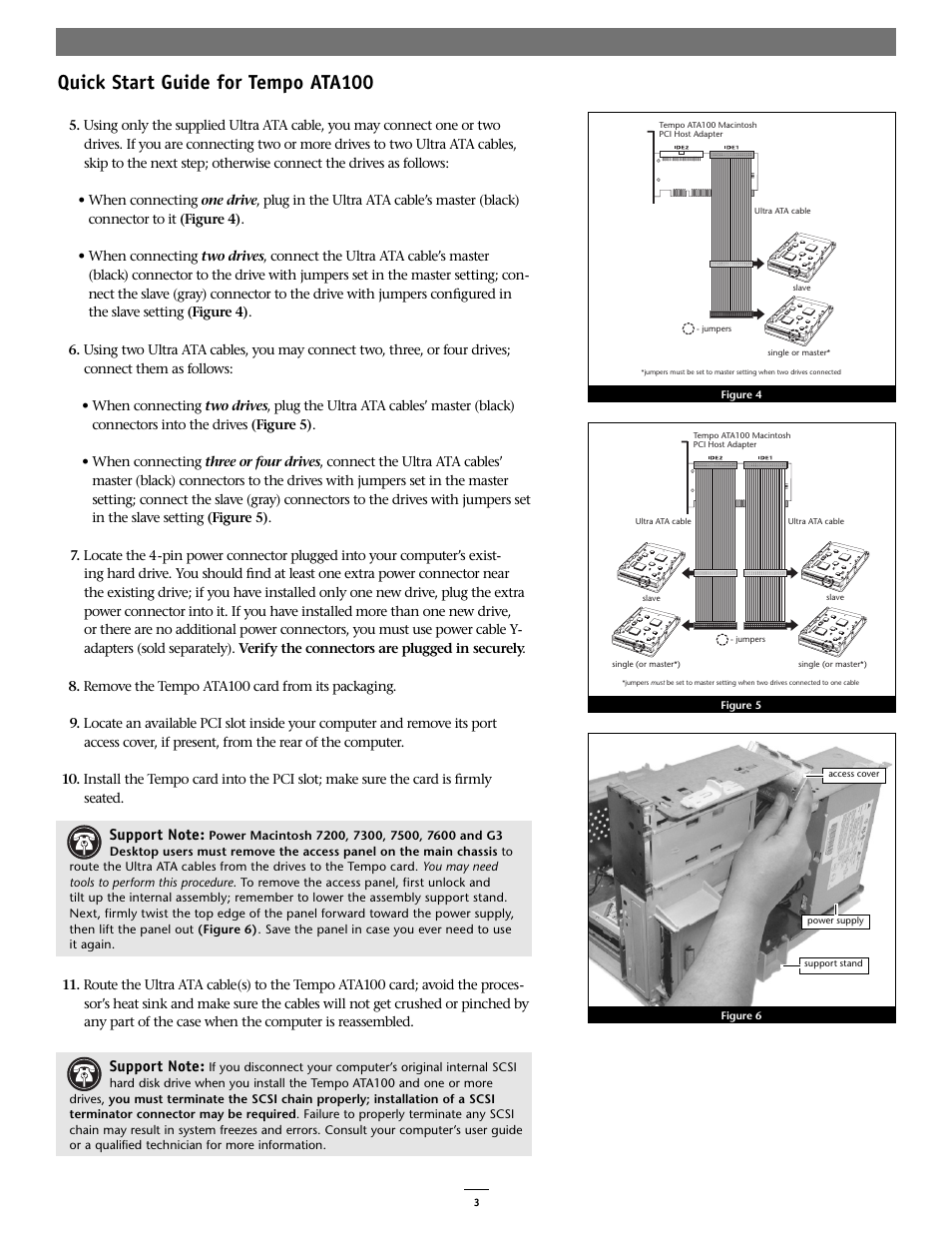 Quick start guide for tempo ata100 | Sonnet Technologies Tempo ATA100 PCI Host Adapter Card User Manual | Page 3 / 6