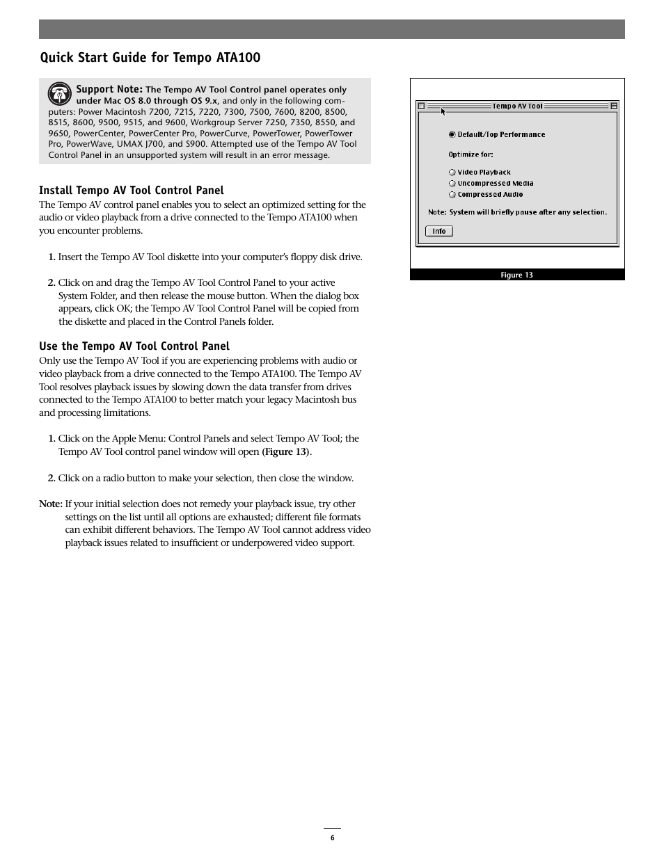 Quick start guide for tempo ata100 | Sonnet Technologies Tempo ATA100 PCI Host Adapter Card User Manual | Page 6 / 6