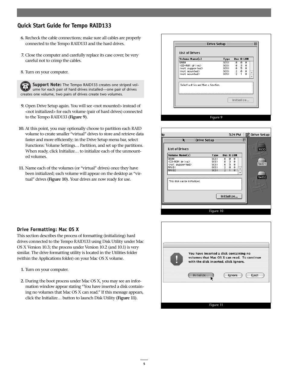 Quick start guide for tempo raid133 | Sonnet Technologies Tempo RAID133 ATA Hardware RAID Controller Card User Manual | Page 5 / 8
