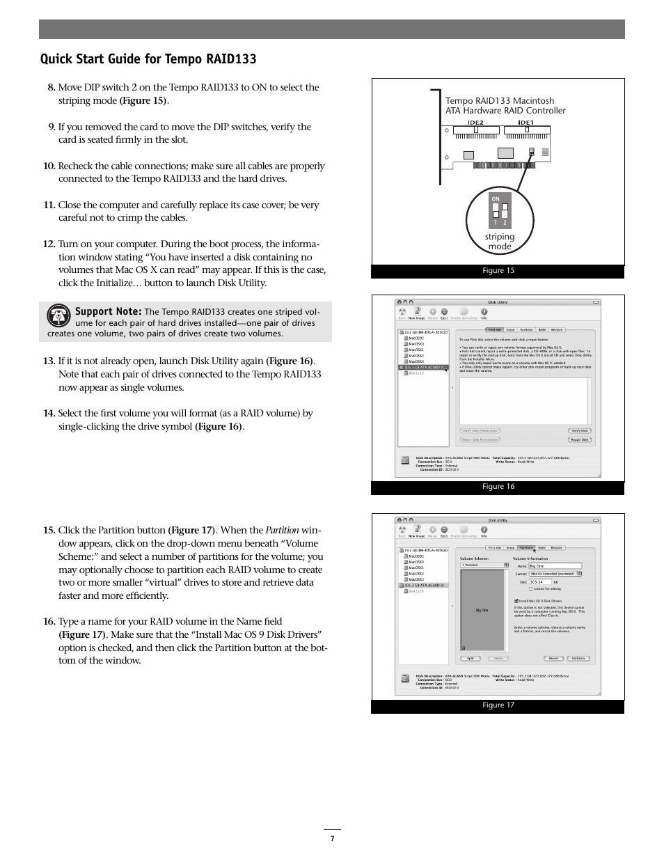 Quick start guide for tempo raid133 | Sonnet Technologies Tempo RAID133 ATA Hardware RAID Controller Card User Manual | Page 7 / 8