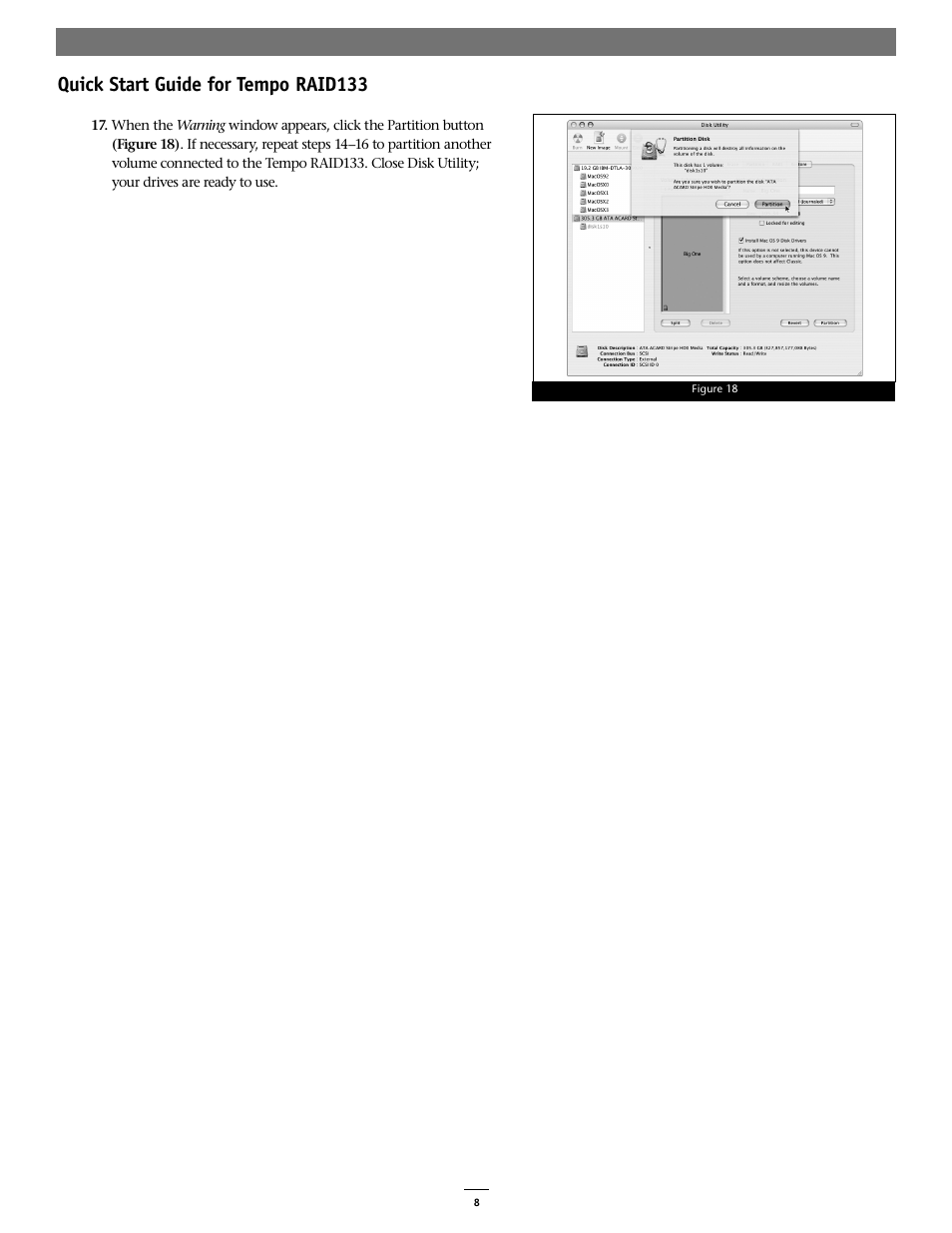 Quick start guide for tempo raid133 | Sonnet Technologies Tempo RAID133 ATA Hardware RAID Controller Card User Manual | Page 8 / 8