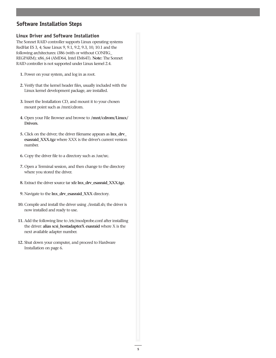 Software installation steps | Sonnet Technologies 6Gb_s SAS_SATA RAID Controller Card User Manual | Page 5 / 6