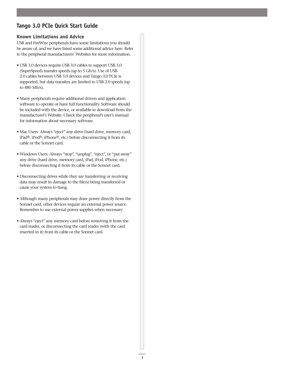 Tango 3.0 pcie quick start guide | Sonnet Technologies Tango 3.0 PCIe User Manual | Page 3 / 3