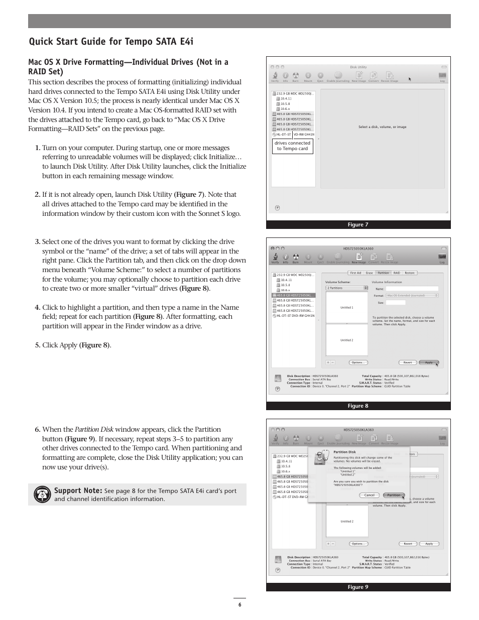 Quick start guide for tempo sata e4i | Sonnet Technologies Tempo SATA E4i Serial ATA Host Adapter PCI Express User Manual | Page 6 / 8