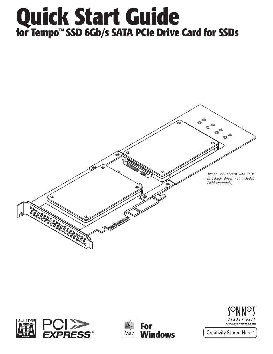 Sonnet Technologies Tempo SSD PCI Express 2.5 SSD Host Card User Manual | 10 pages