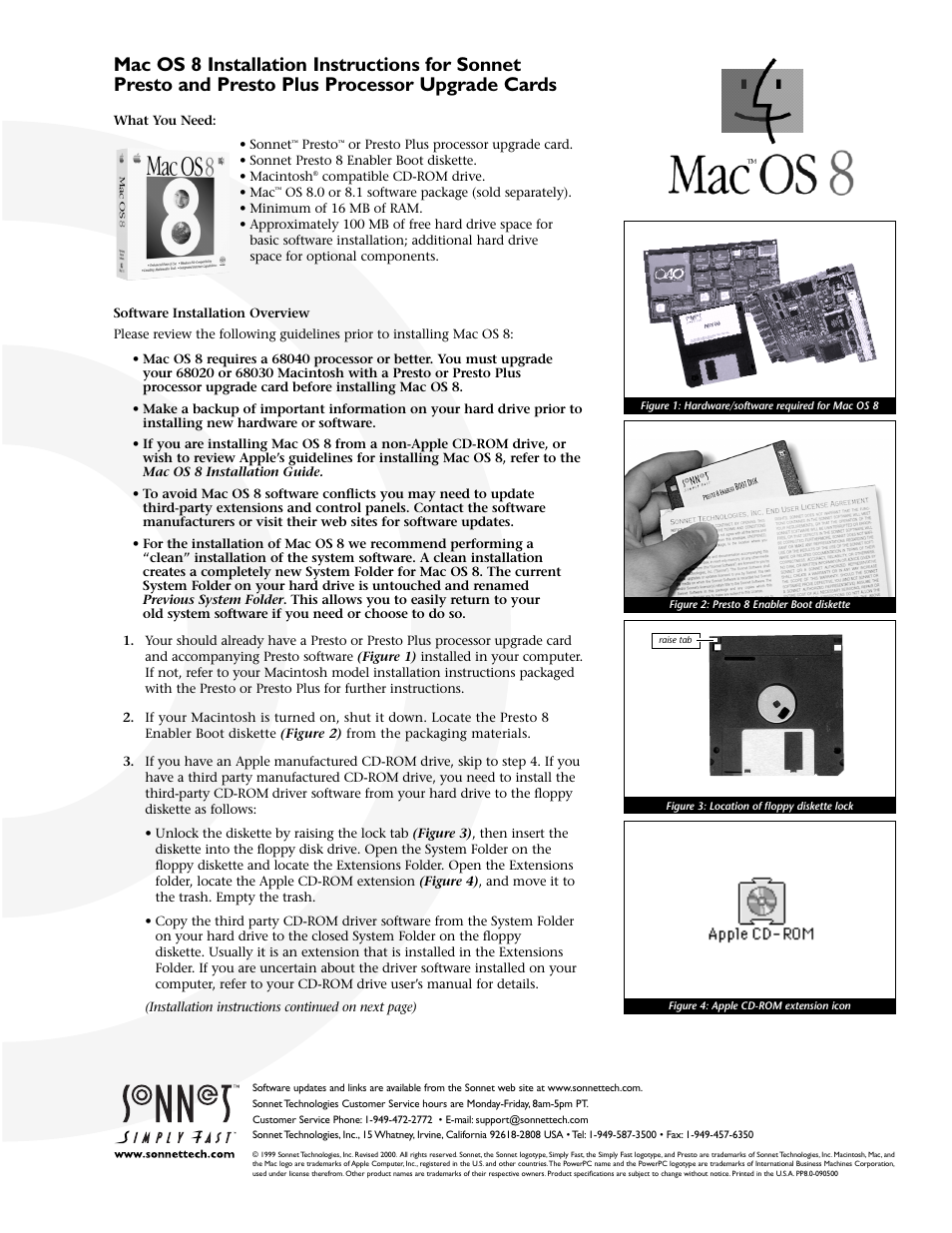 Sonnet Technologies Presto Plus Processor Upgrade with Mac OS 8 User Manual | 11 pages