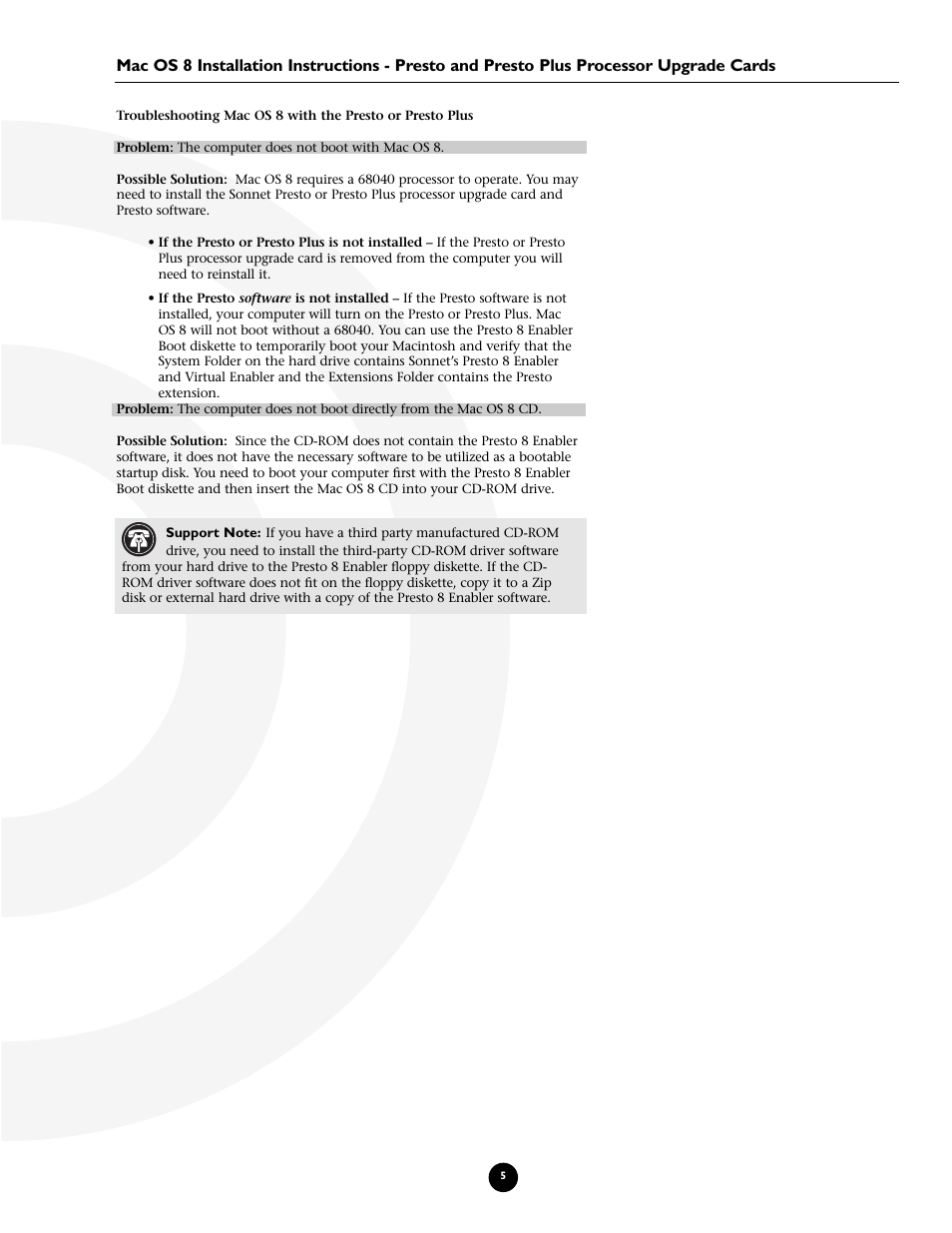 Sonnet Technologies Presto Plus Processor Upgrade with Mac OS 8 User Manual | Page 5 / 11