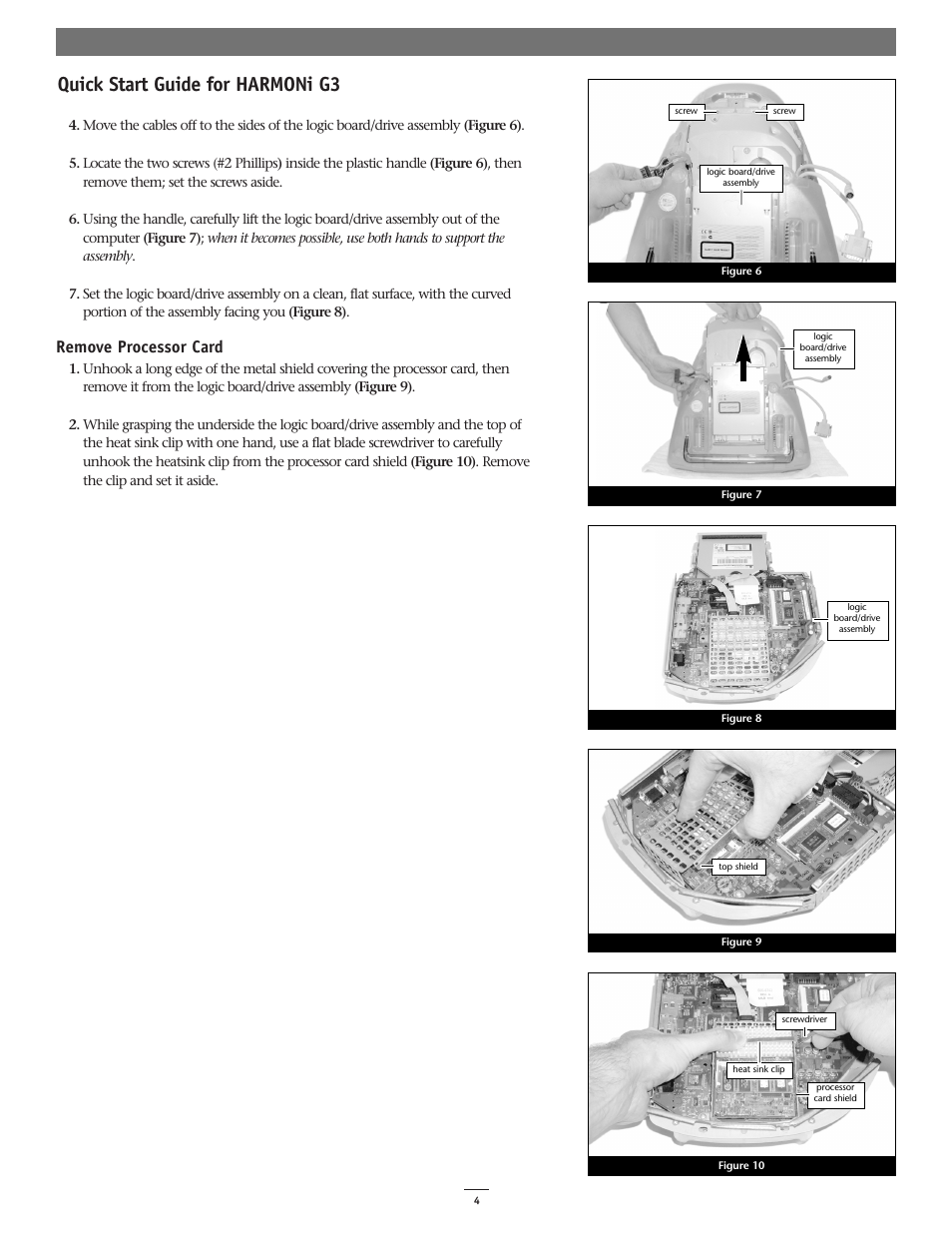 Quick start guide for harmoni g3, Remove processor card | Sonnet Technologies HARMONi G3 Processor Upgrade Card User Manual | Page 4 / 11