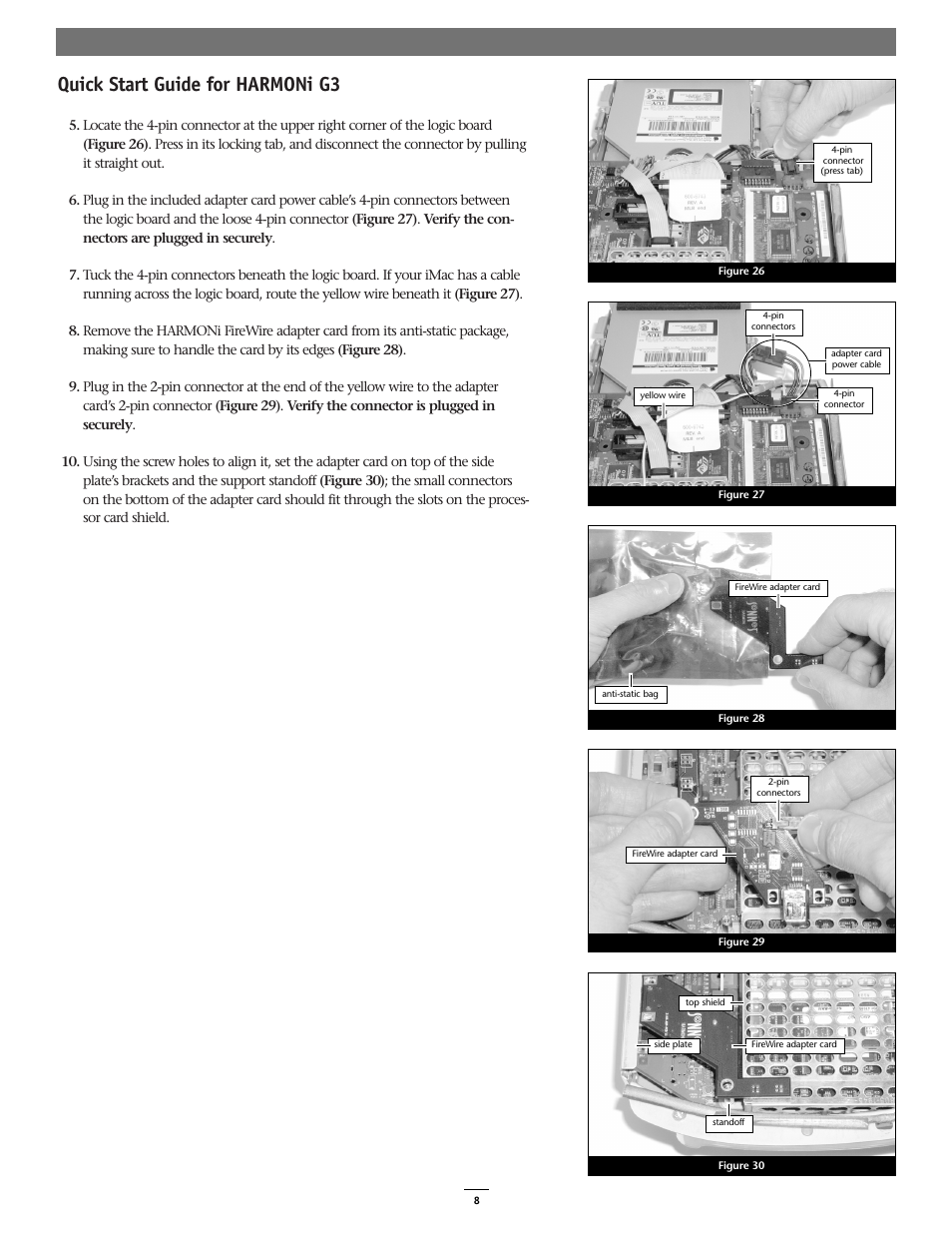 Quick start guide for harmoni g3 | Sonnet Technologies HARMONi G3 Processor Upgrade Card User Manual | Page 8 / 11