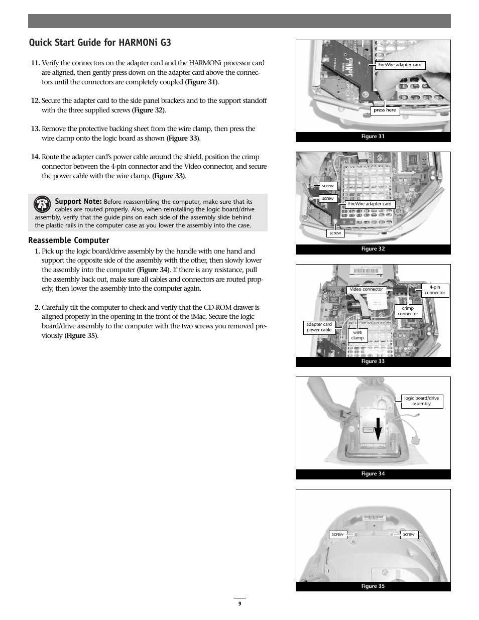 Quick start guide for harmoni g3, Reassemble computer | Sonnet Technologies HARMONi G3 Processor Upgrade Card User Manual | Page 9 / 11