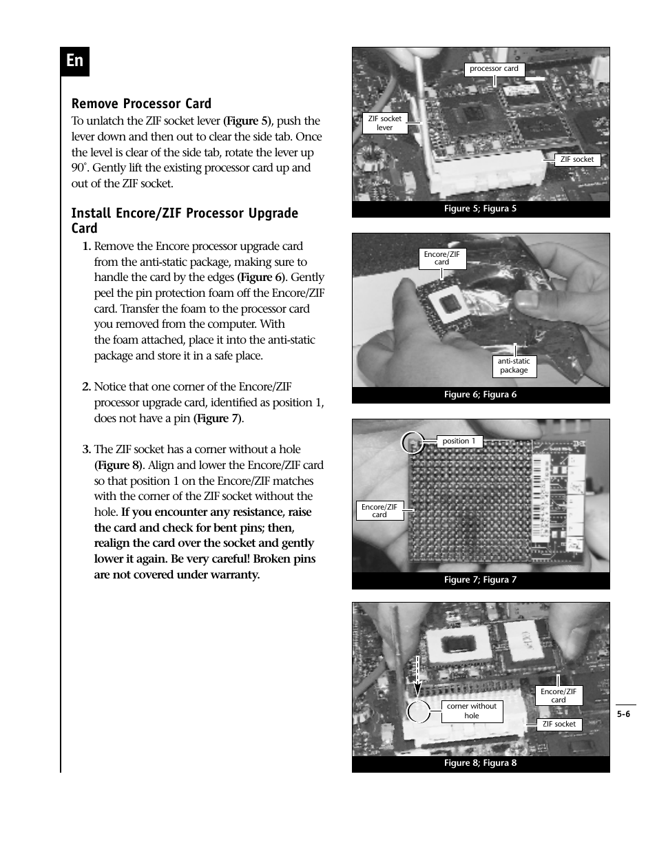 Remove processor card, Install encore/zif processor upgrade card | Sonnet Technologies Encore_ZIF Processor Upgrade User Manual | Page 101 / 120