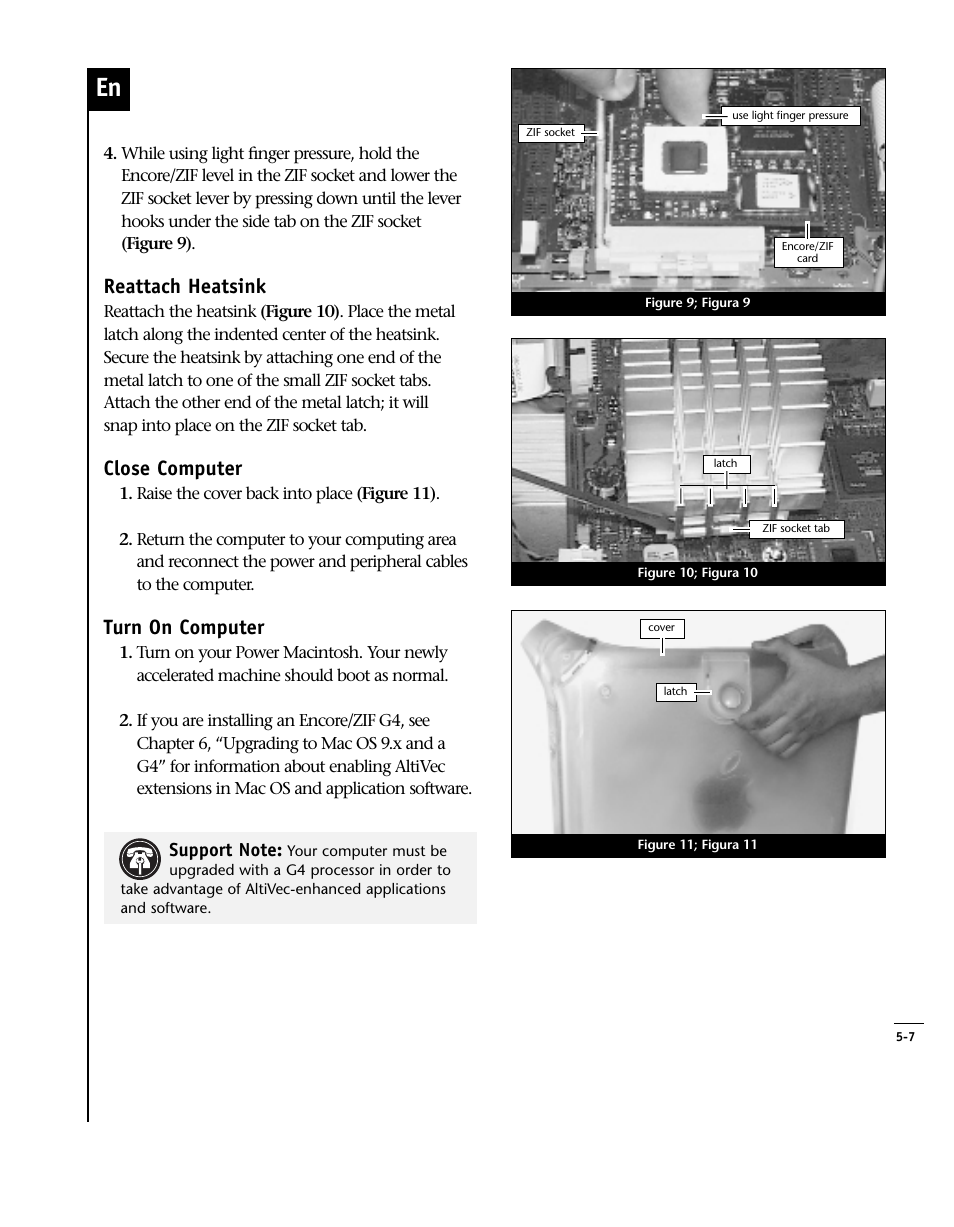 Reattach heatsink, Close computer, Turn on computer | Sonnet Technologies Encore_ZIF Processor Upgrade User Manual | Page 103 / 120