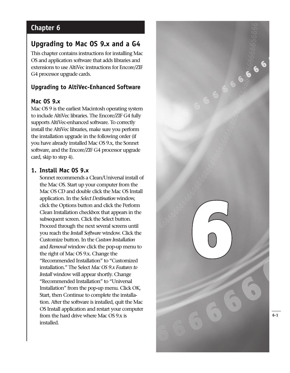 Chapter 6 upgrading to mac os 9.x and a g4 | Sonnet Technologies Encore_ZIF Processor Upgrade User Manual | Page 105 / 120