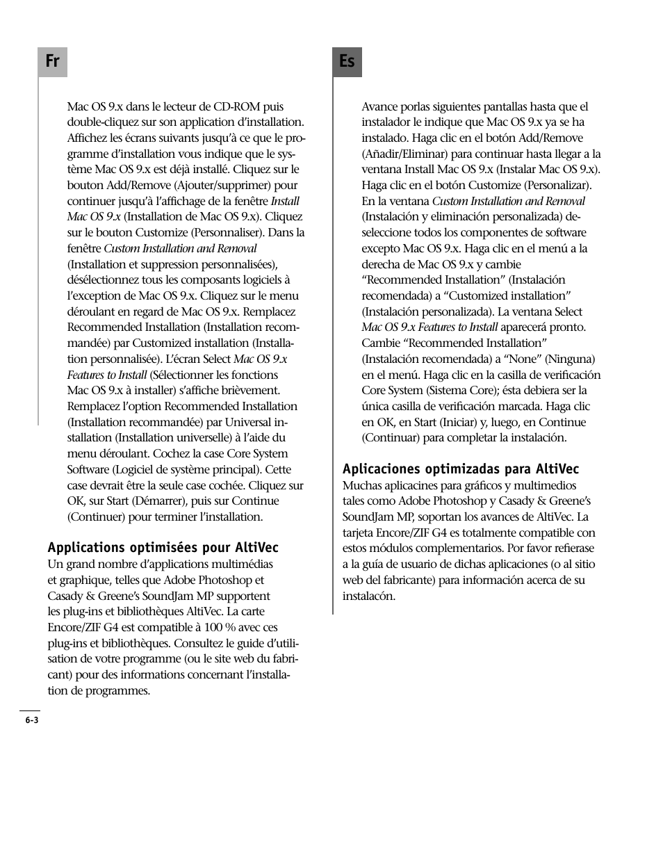 Es fr | Sonnet Technologies Encore_ZIF Processor Upgrade User Manual | Page 108 / 120