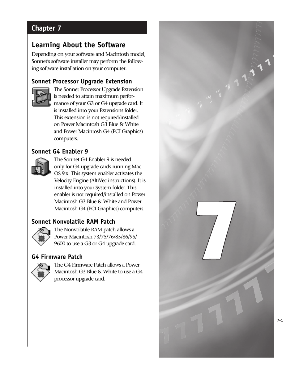 Chapter 7 learning about the software | Sonnet Technologies Encore_ZIF Processor Upgrade User Manual | Page 111 / 120