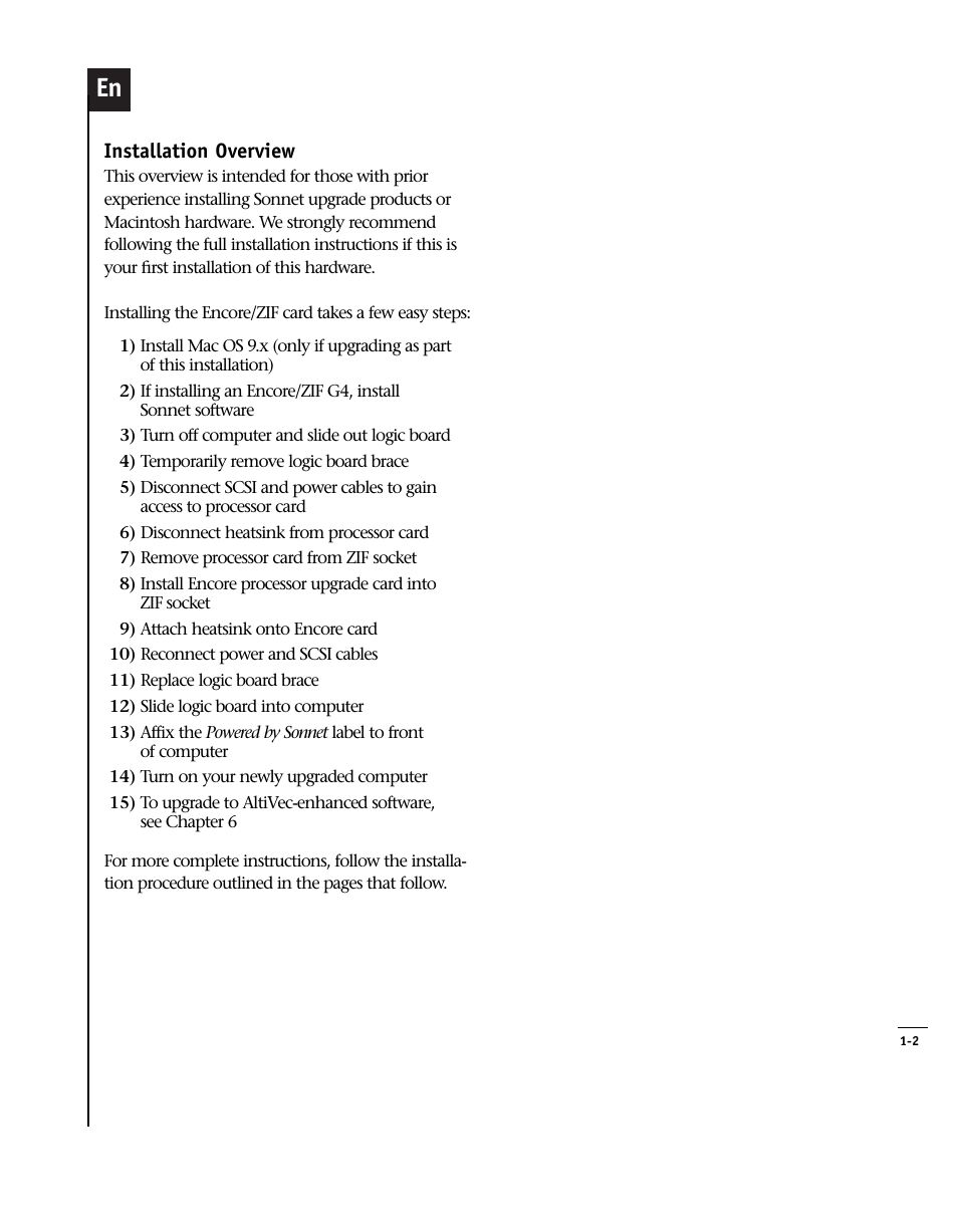 Sonnet Technologies Encore_ZIF Processor Upgrade User Manual | Page 21 / 120