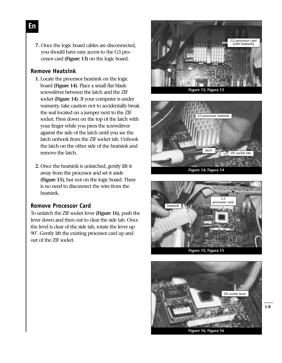 Remove heatsink, Remove processor card | Sonnet Technologies Encore_ZIF Processor Upgrade User Manual | Page 33 / 120