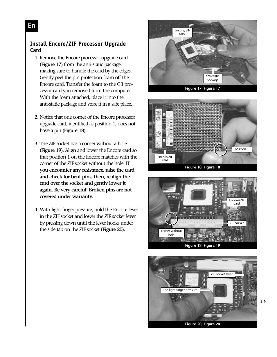 Install encore/zif processor upgrade card | Sonnet Technologies Encore_ZIF Processor Upgrade User Manual | Page 35 / 120