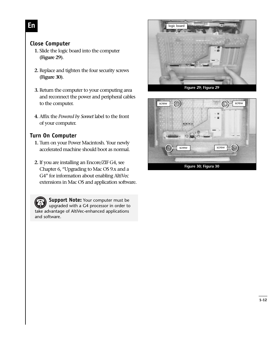 Close computer, Turn on computer | Sonnet Technologies Encore_ZIF Processor Upgrade User Manual | Page 41 / 120