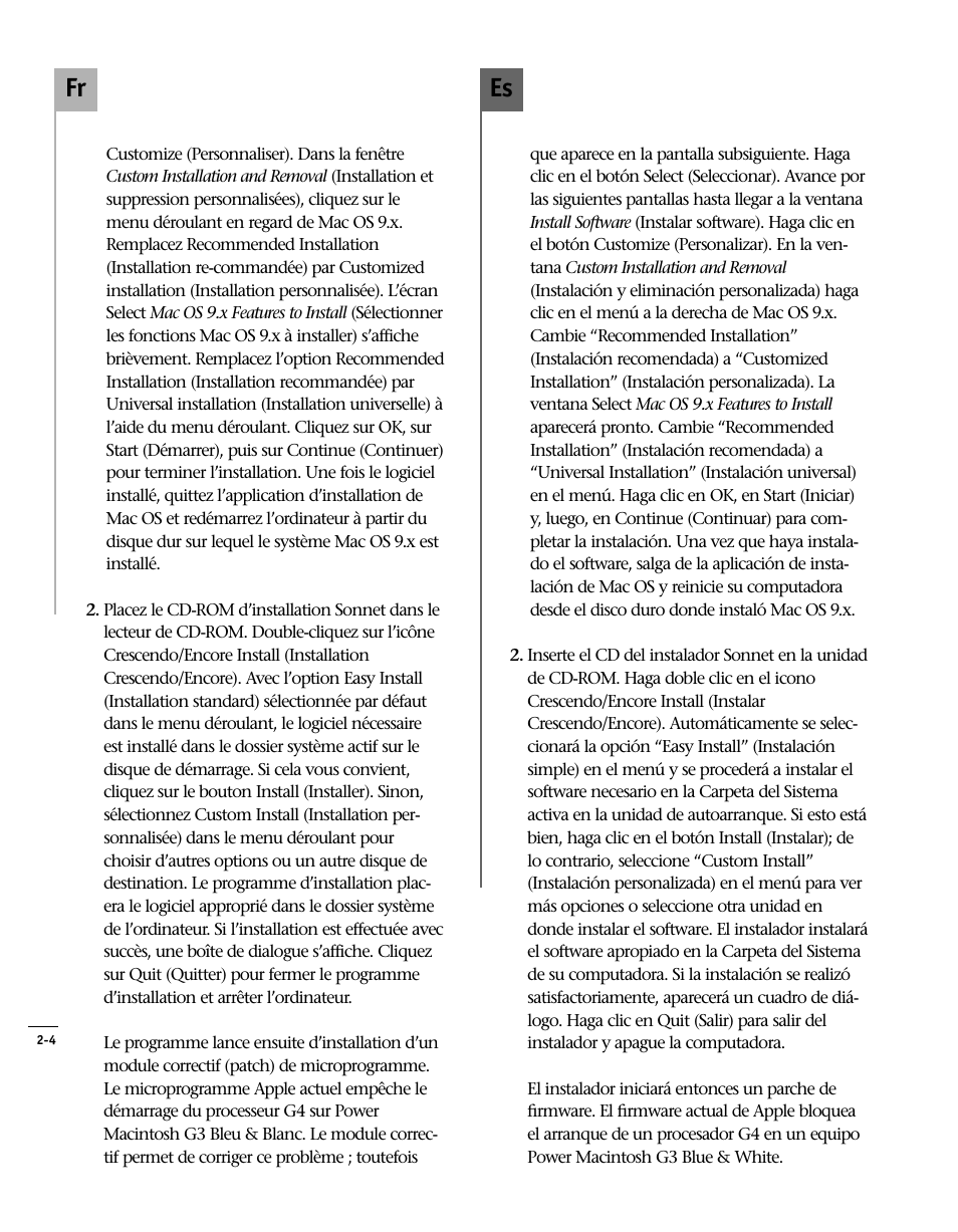 Es fr | Sonnet Technologies Encore_ZIF Processor Upgrade User Manual | Page 48 / 120