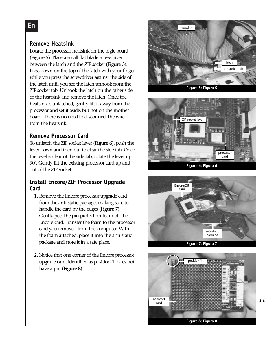 Remove heatsink, Remove processor card, Install encore/zif processor upgrade card | Sonnet Technologies Encore_ZIF Processor Upgrade User Manual | Page 69 / 120