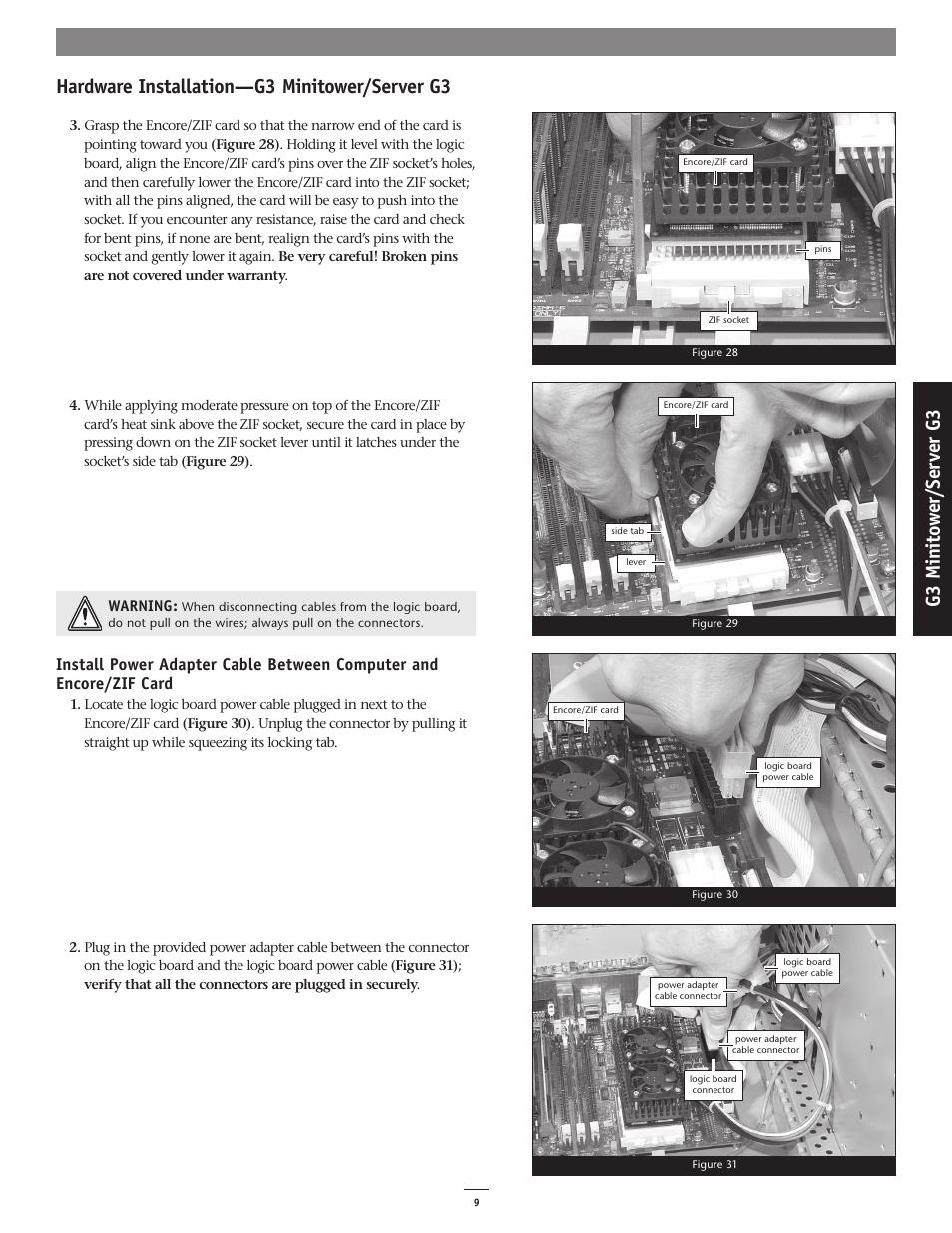 Hardware installation—g3 minitower/server g3, G3 m in it ow er /s er ve r g3 | Sonnet Technologies Encore_ZIF 1.0 GHz Processor Upgrade User Manual | Page 11 / 28