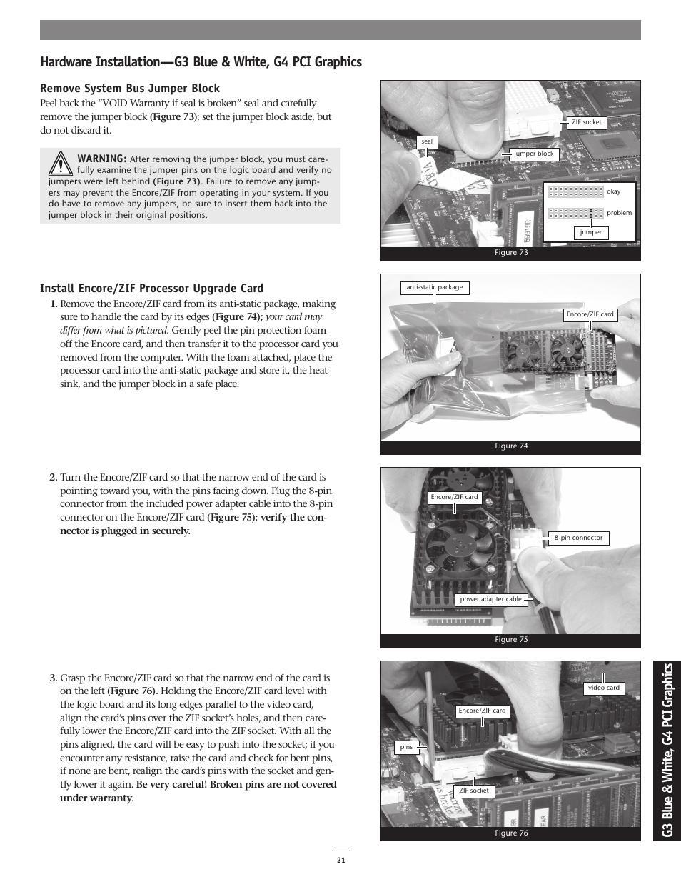 G3 b lu e & w hi te , g 4 pc i g ra ph ics | Sonnet Technologies Encore_ZIF 1.0 GHz Processor Upgrade User Manual | Page 23 / 28