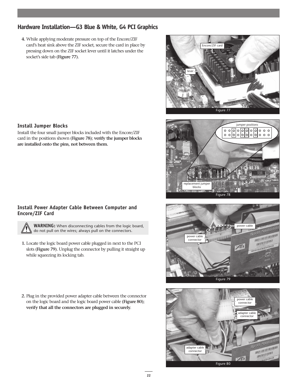 Install jumper blocks | Sonnet Technologies Encore_ZIF 1.0 GHz Processor Upgrade User Manual | Page 24 / 28