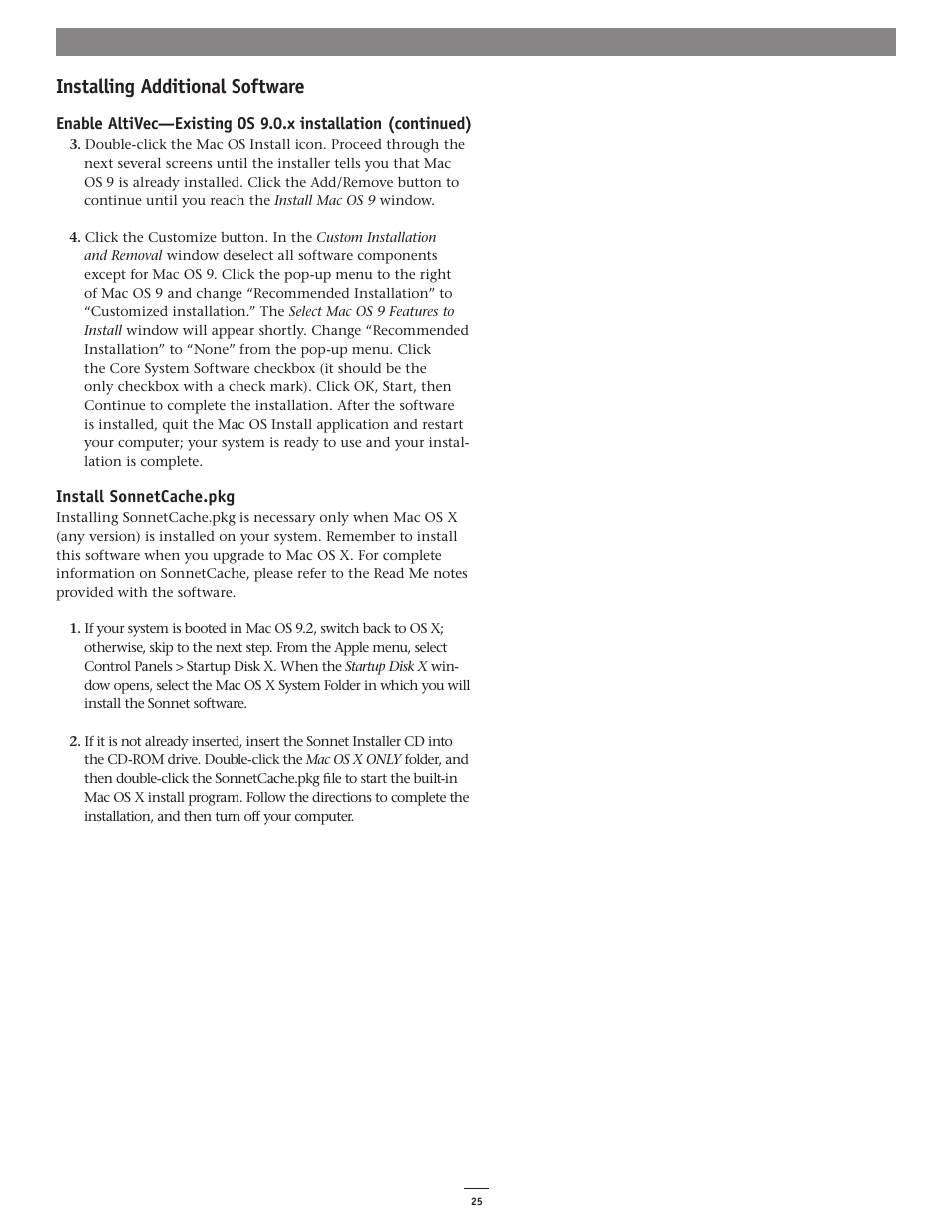 Installing additional software | Sonnet Technologies Encore_ZIF 1.0 GHz Processor Upgrade User Manual | Page 27 / 28