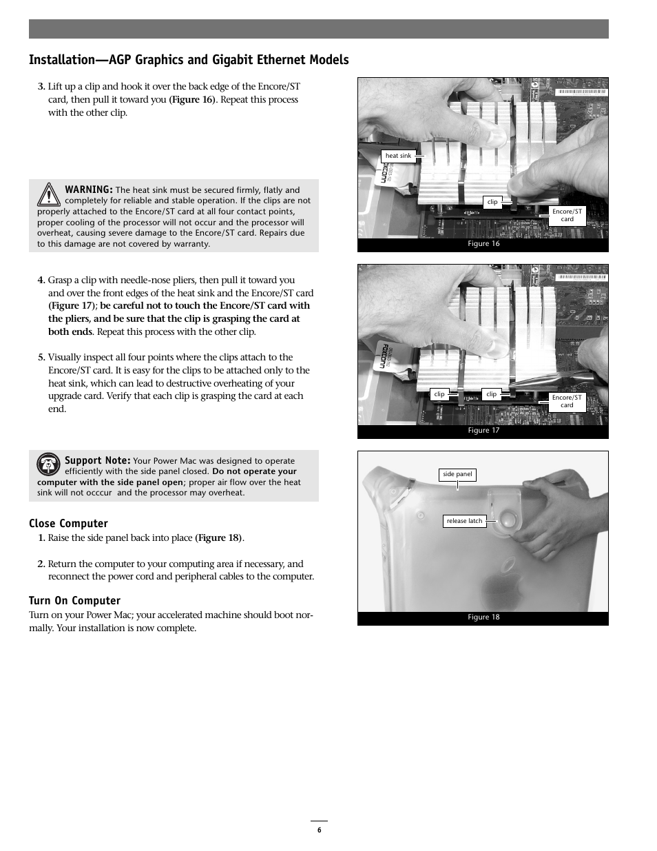 Close computer, Turn on computer | Sonnet Technologies Encore_ST G4 (With No Heatsink) Processor Upgrade Card User Manual | Page 6 / 16