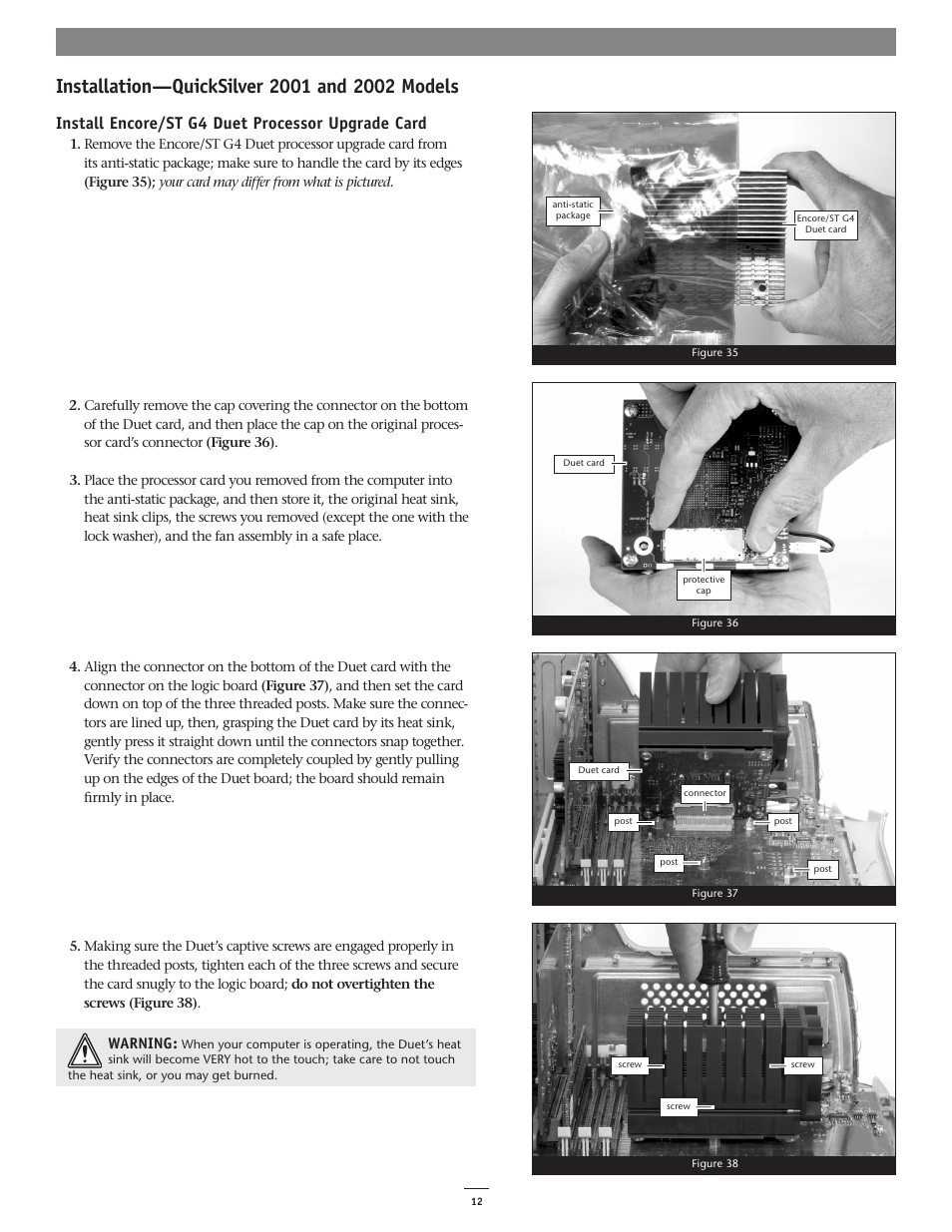 Install encore/st g4 duet processor upgrade card | Sonnet Technologies Encore_ST G4 Duet 1.7 GHz Processor Upgrade Card User Manual | Page 14 / 15