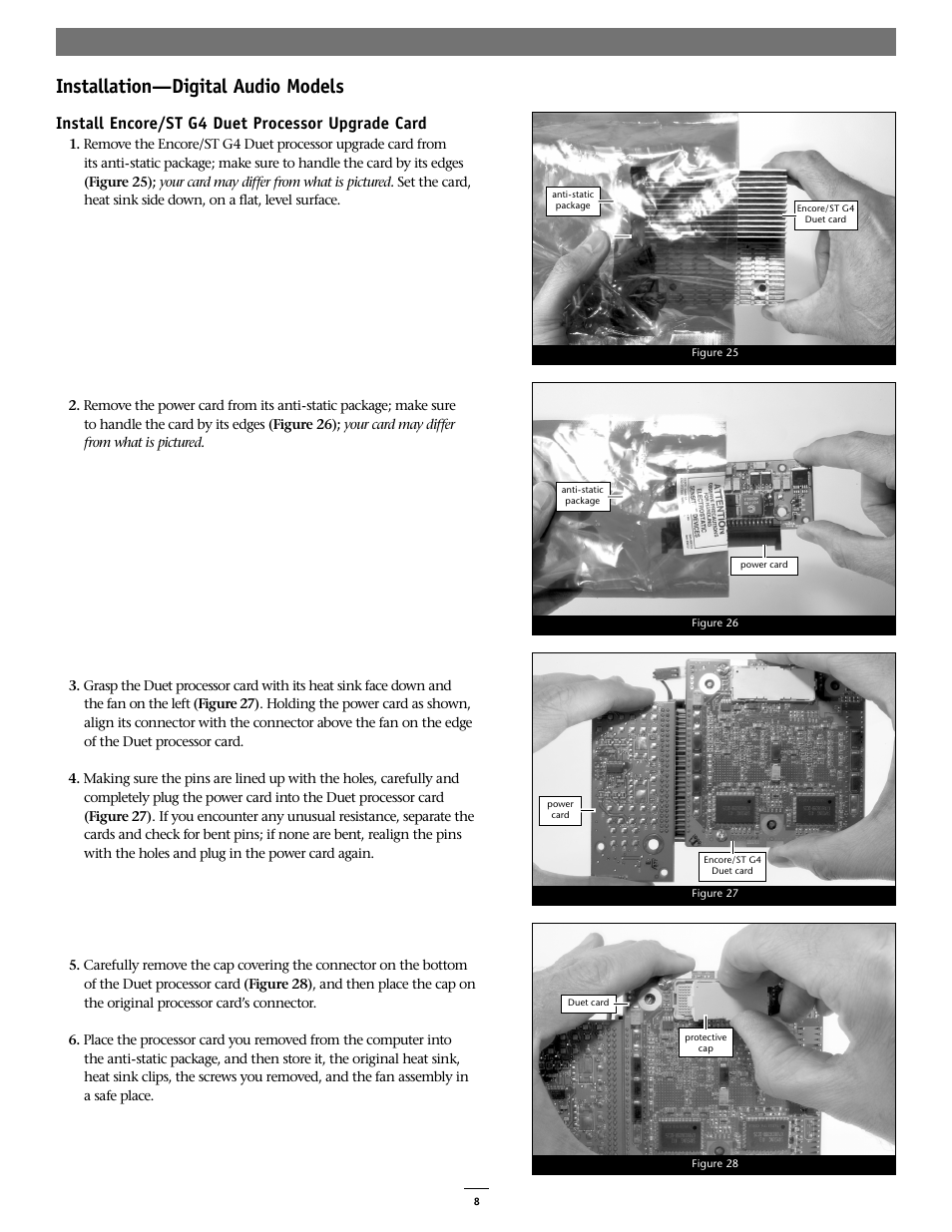 Installation—digital audio models, Install encore/st g4 duet processor upgrade card | Sonnet Technologies Encore_ST G4 Duet 1.4 GHz or Slower Processor Upgrade User Manual | Page 10 / 16
