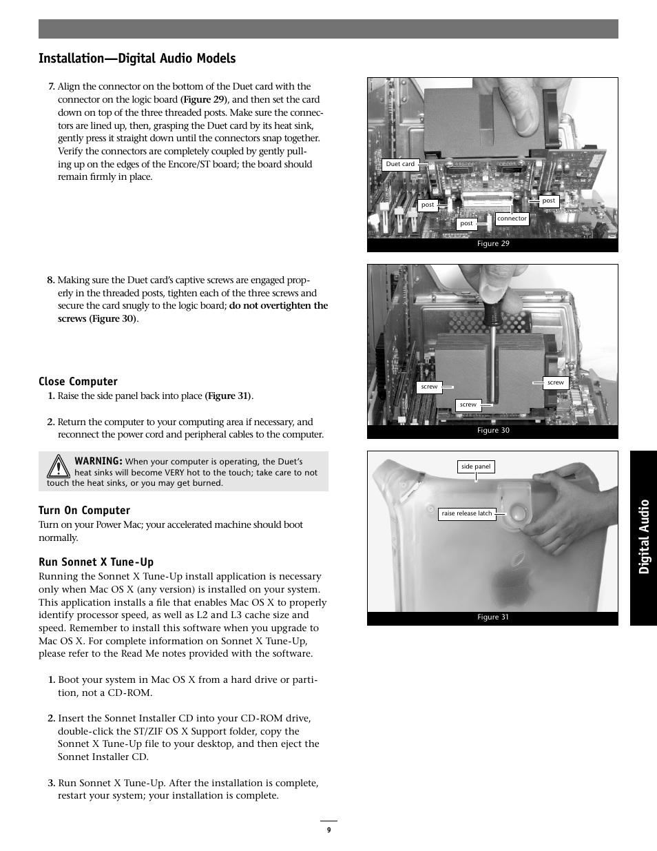 Installation—digital audio models | Sonnet Technologies Encore_ST G4 Duet 1.4 GHz or Slower Processor Upgrade User Manual | Page 11 / 16