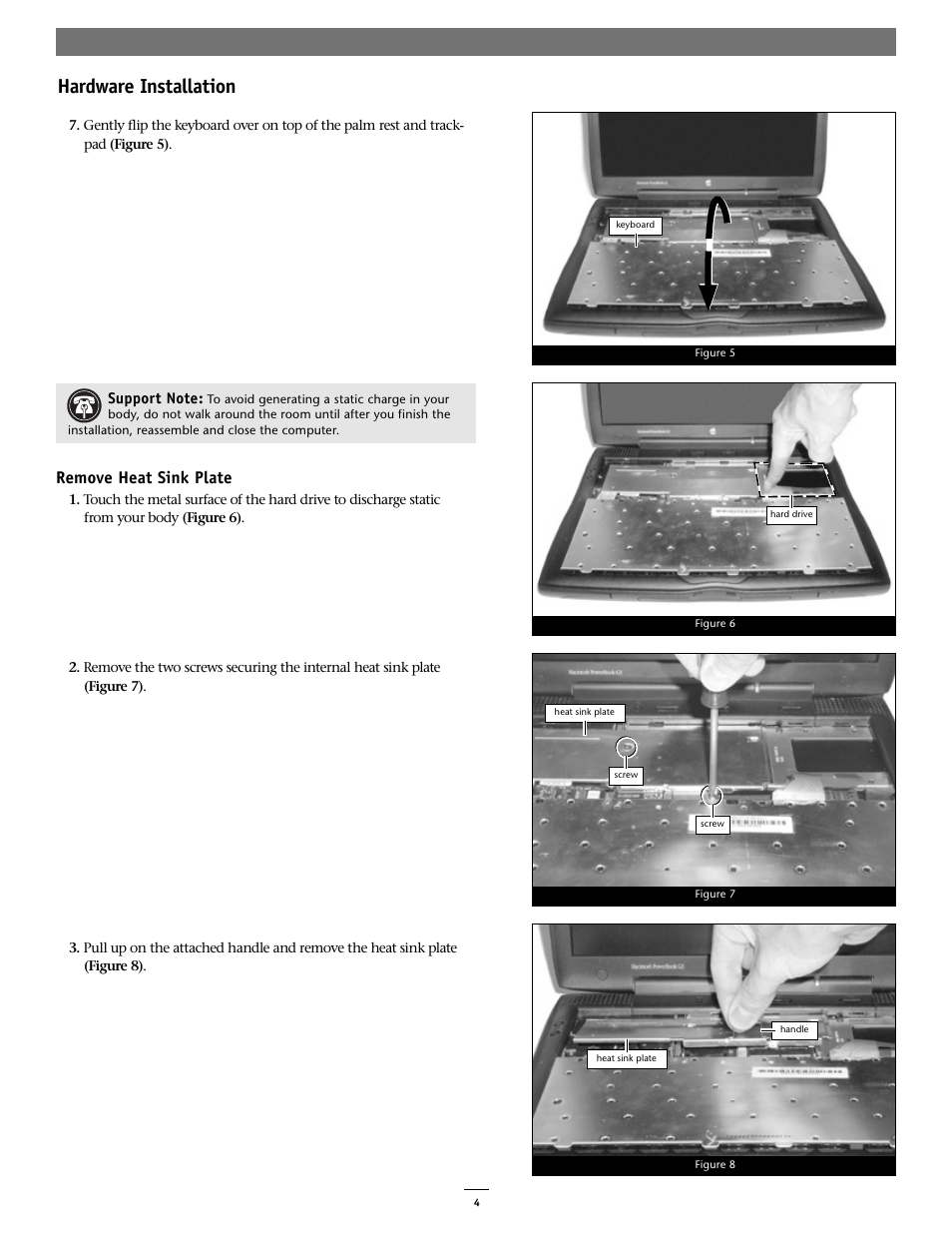 Hardware installation, Remove heat sink plate | Sonnet Technologies Crescendo_WS Processor Upgrade Card User Manual | Page 4 / 10