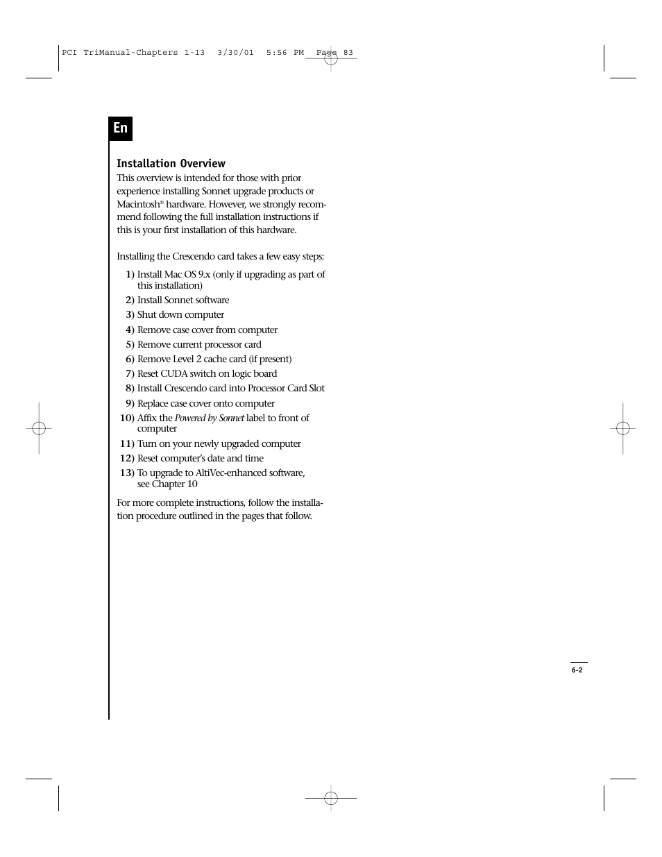 Sonnet Technologies Crescendo_PCI Processor Upgrade Card User Manual | Page 101 / 179