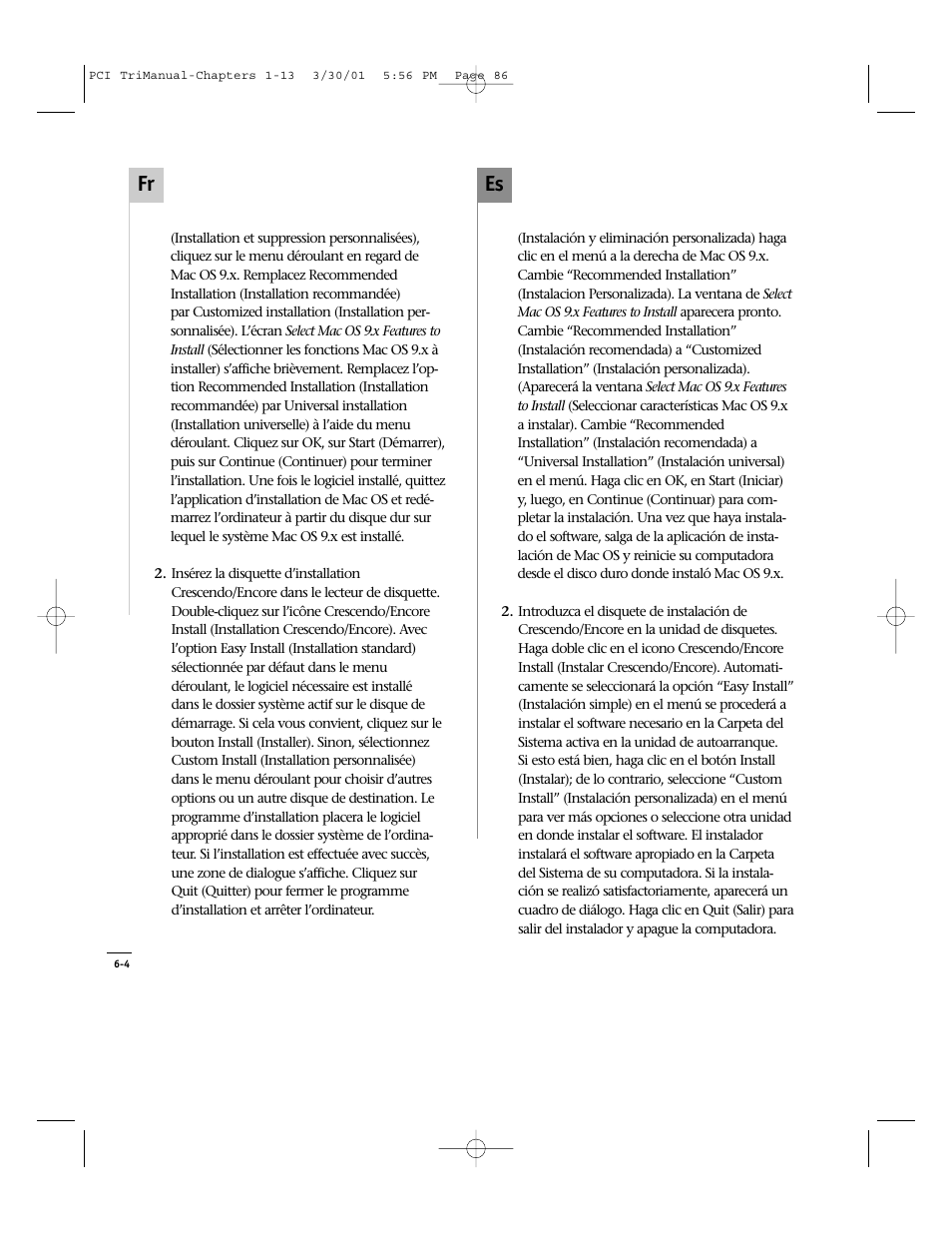 Es fr | Sonnet Technologies Crescendo_PCI Processor Upgrade Card User Manual | Page 104 / 179