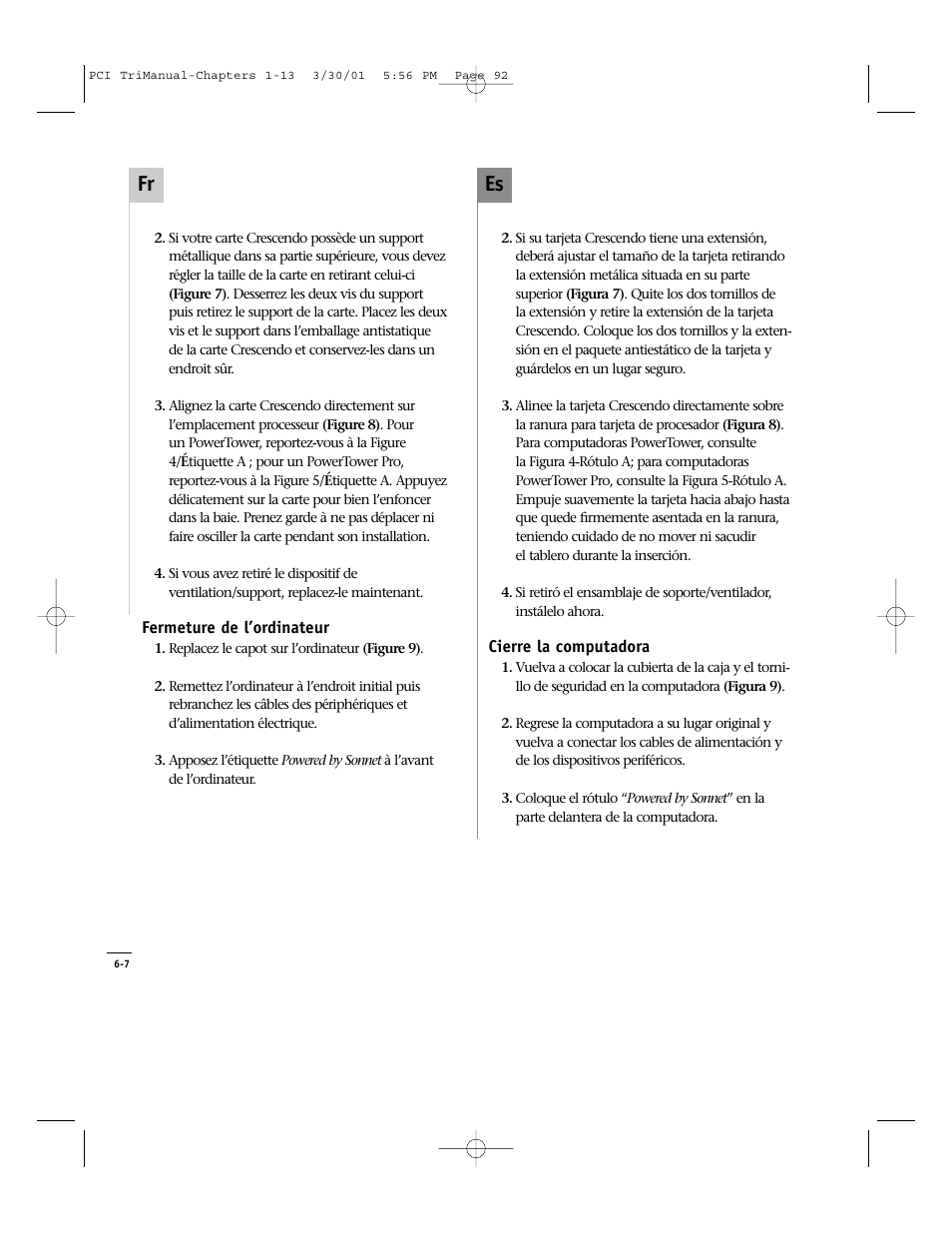 Es fr | Sonnet Technologies Crescendo_PCI Processor Upgrade Card User Manual | Page 110 / 179