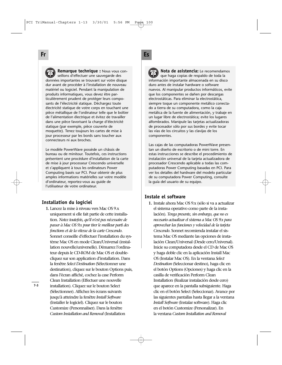 Es fr | Sonnet Technologies Crescendo_PCI Processor Upgrade Card User Manual | Page 118 / 179