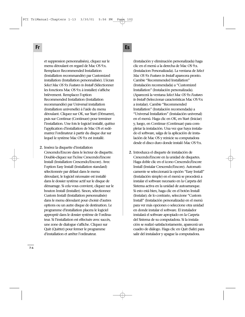 Es fr | Sonnet Technologies Crescendo_PCI Processor Upgrade Card User Manual | Page 120 / 179