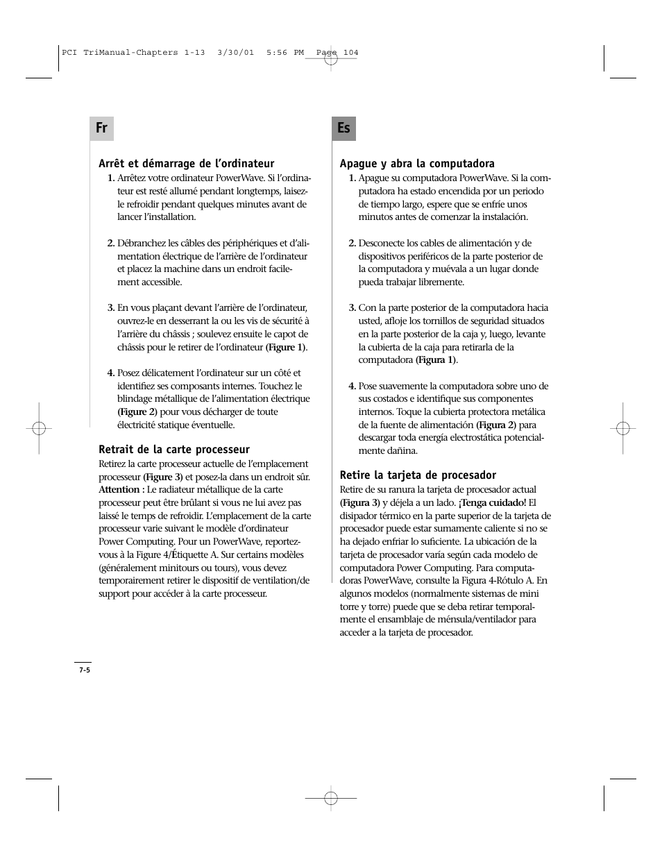 Es fr | Sonnet Technologies Crescendo_PCI Processor Upgrade Card User Manual | Page 122 / 179